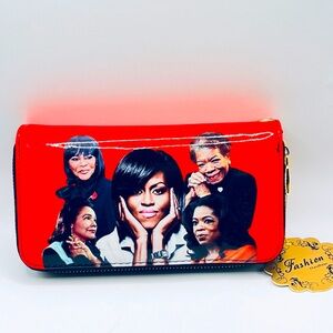Michelle Obama and African American Legends Red Wrap Wallet/Wristlet  NWT